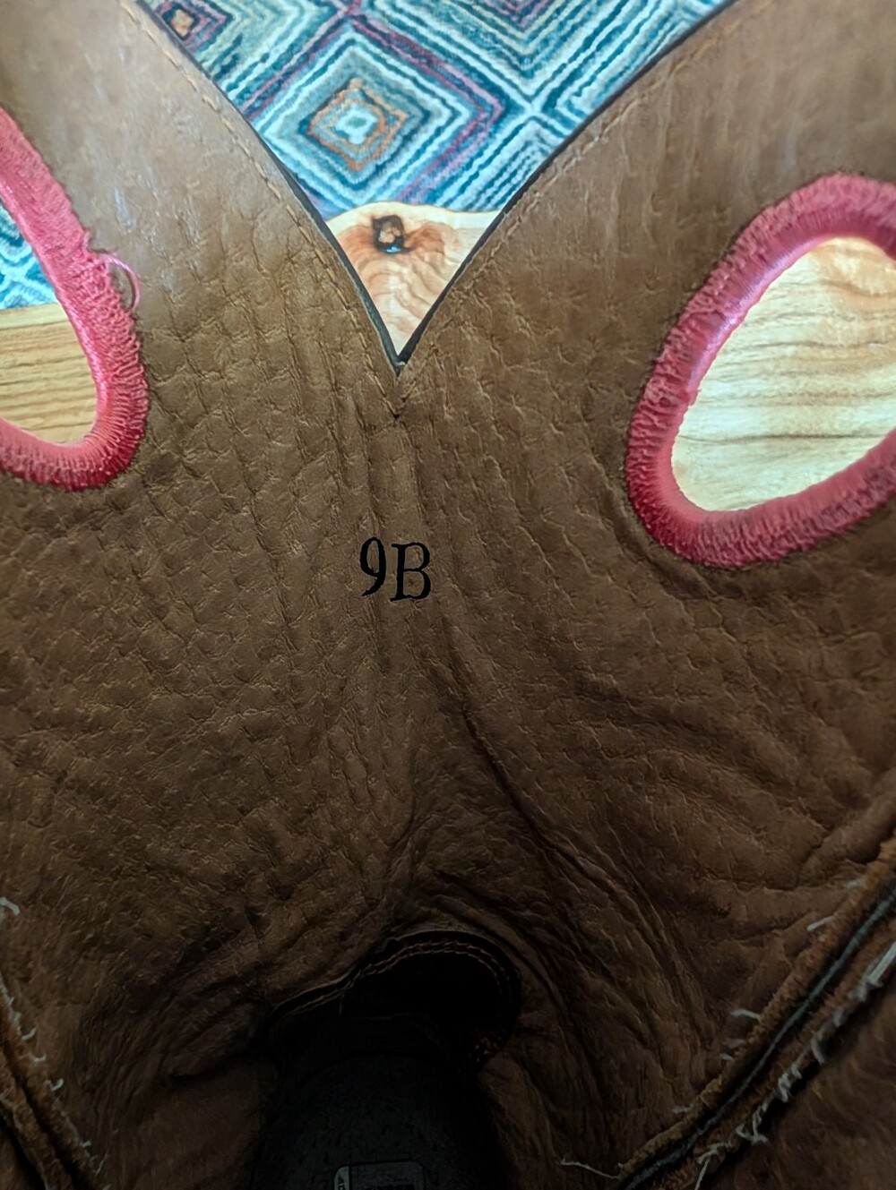 Ariat Brown Leather Western Heeled Boots with Pink Stitching - Picture 9 of 12